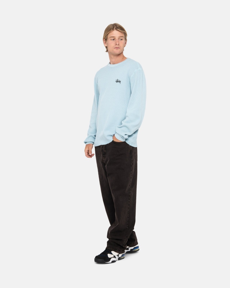 Suéteres Stussy Basic Stock Ls Thermal Azules Claro | 14237-WGRN