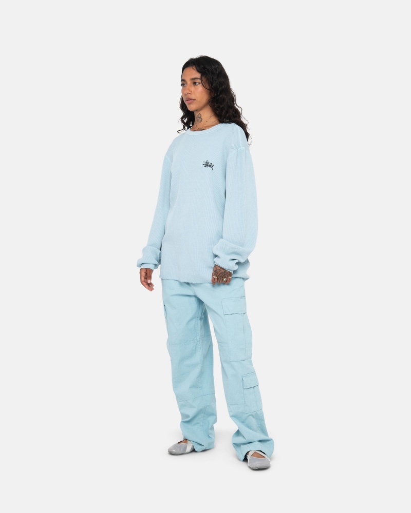 Suéteres Stussy Basic Stock Ls Thermal Azules Claro | 14237-WGRN