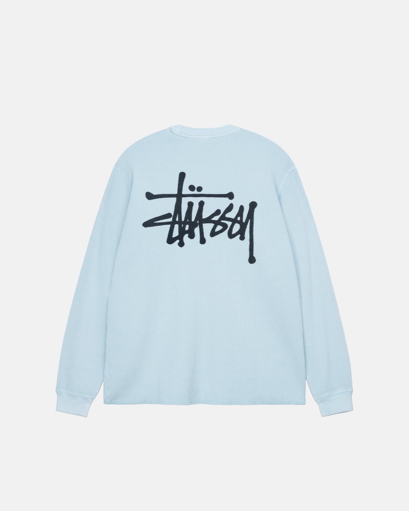 Suéteres Stussy Basic Stock Ls Thermal Azules Claro | 14237-WGRN