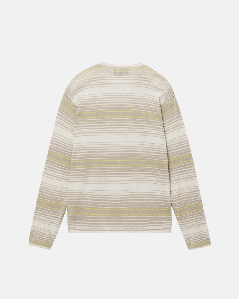 Suéteres Stussy Horizontal Stripe Beige | 14798-EAPG