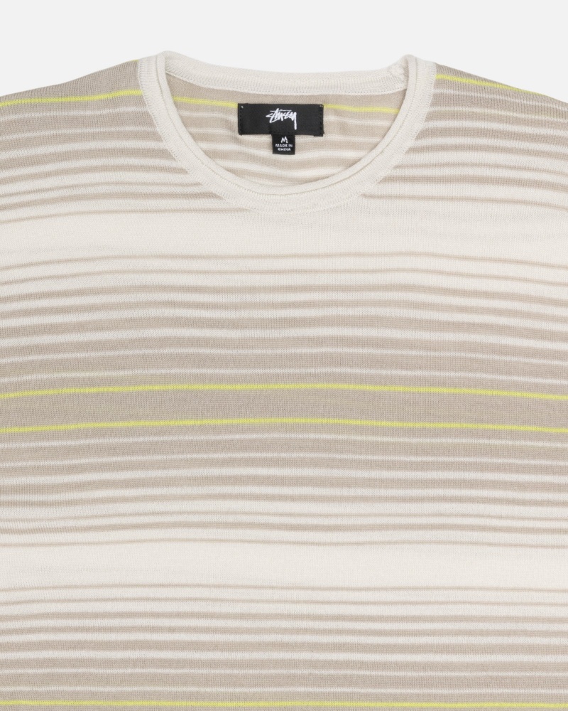 Suéteres Stussy Horizontal Stripe Beige | 14798-EAPG