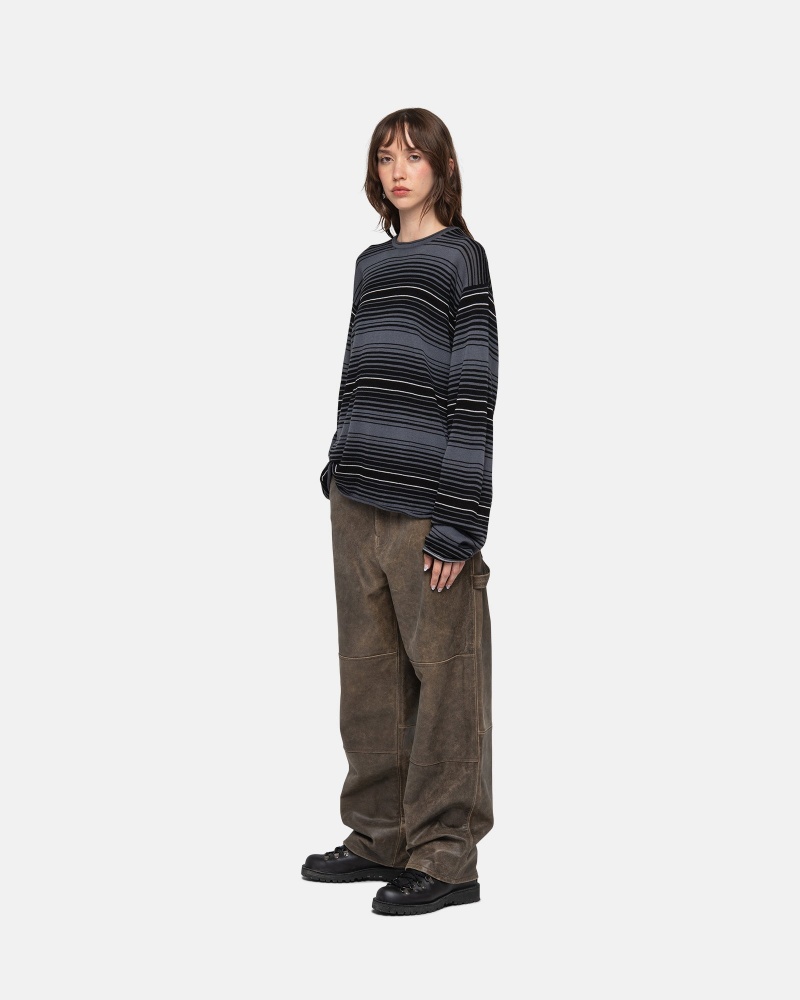 Suéteres Stussy Horizontal Stripe Gris | 54026-BPSV