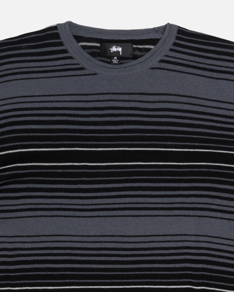 Suéteres Stussy Horizontal Stripe Gris | 54026-BPSV